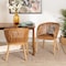 Baxton Studio Mario Modern Bohemian Natural Brown Finished Teak Wood and Rattan 2-Piece Dining Chair Set 232-2PC-13249-ZORO - alternate 3